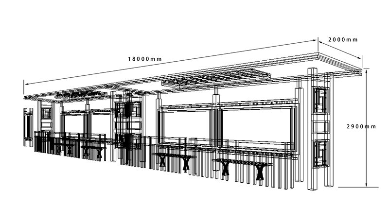 中式仿古公交站臺尺寸圖