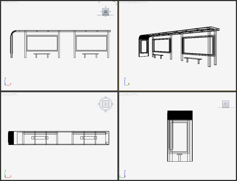 新款城市公交車站候車亭效果圖