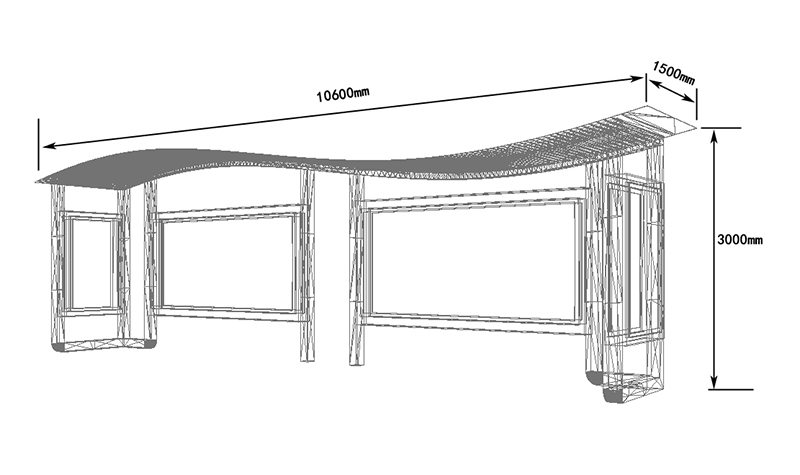 弧形玻璃項棚公交車站候車亭尺寸