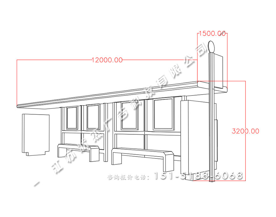 公交車站候車亭價(jià)格HCT-XD-1120